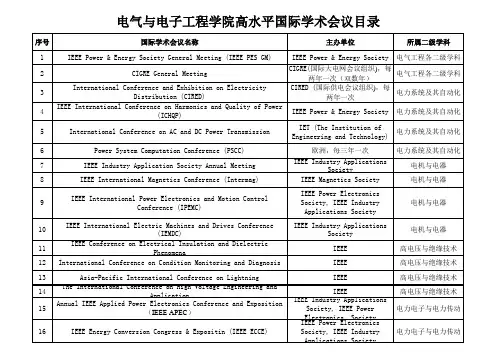 高水平国际学术会议目录