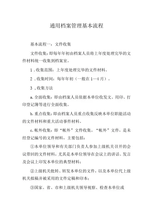 通用档案管理基本流程