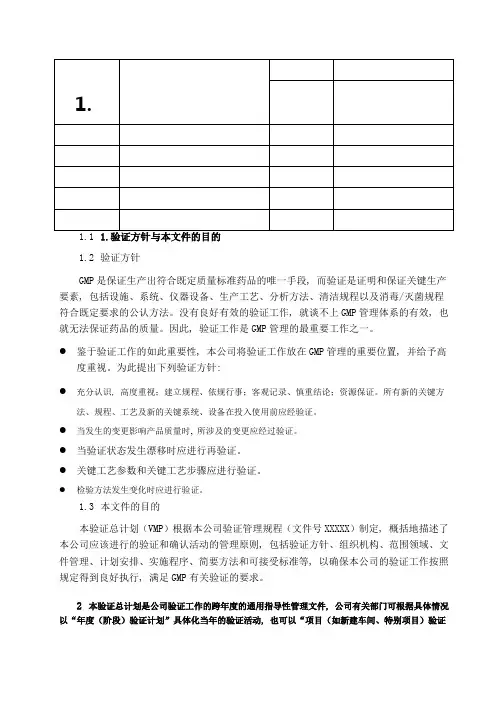 验证总计划与年度验证计划1