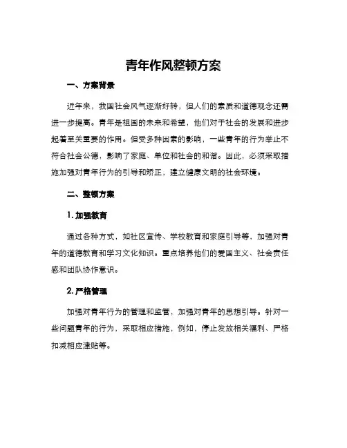 青年作风整顿方案