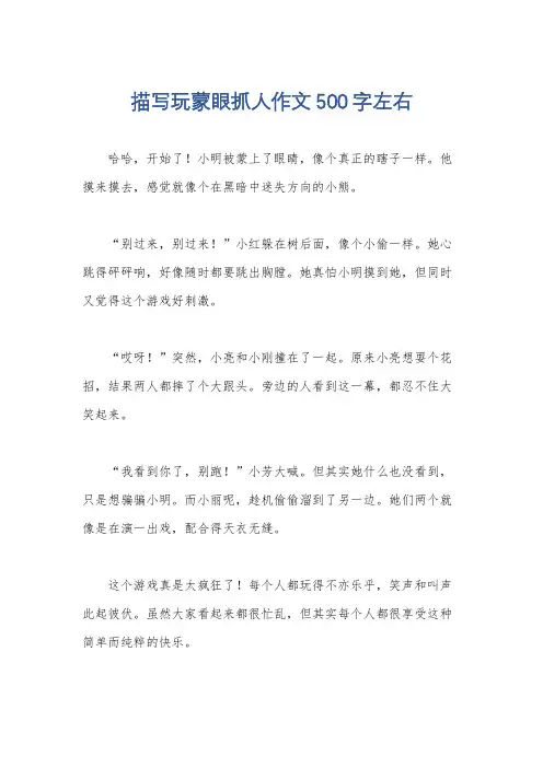 描写玩蒙眼抓人作文500字左右