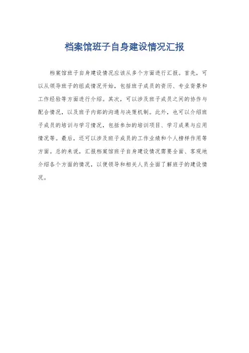 档案馆班子自身建设情况汇报