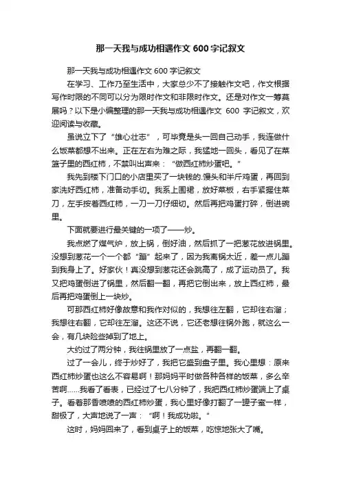 那一天我与成功相遇作文600字记叙文