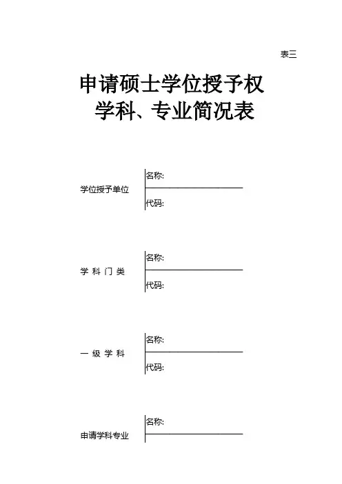 申请硕士学位授予权学科、专业简况表