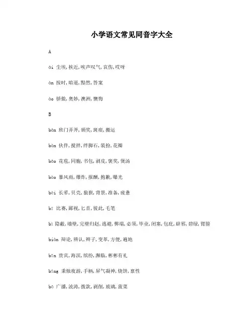 小学常见同音字