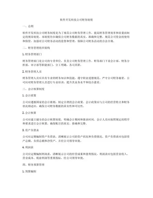 软件开发科技公司财务制度