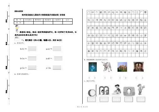 贵州省实验幼儿园幼升小衔接班提升训练试卷 含答案