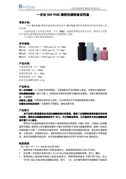 一步法SDS-PAGE凝胶快速制备试剂盒