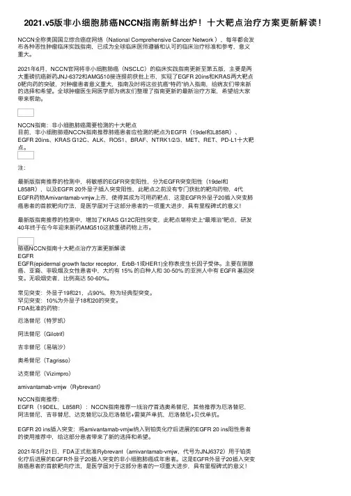 2021.v5版非小细胞肺癌NCCN指南新鲜出炉！十大靶点治疗方案更新解读！