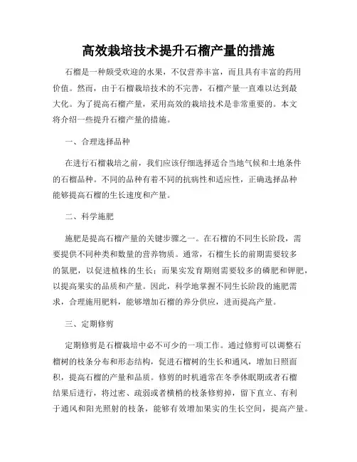 高效栽培技术提升石榴产量的措施