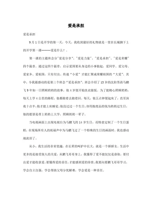 爱是承担_小学四年级作文500字