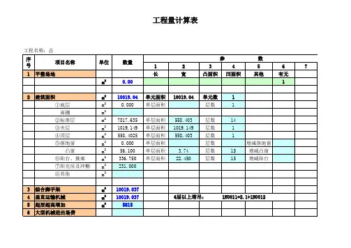 一套完整实用的工程量计算表格