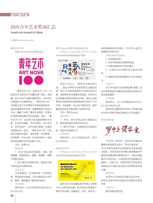 国内青年艺术奖项汇总