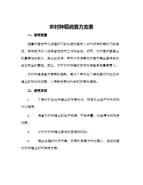 农村种植调查方案表