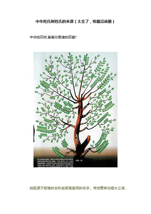 中华姓氏树姓氏的来源（太全了，收藏没商量）