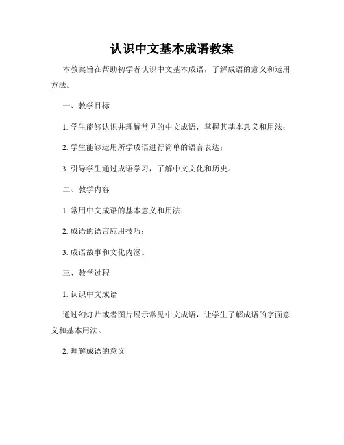 认识中文基本成语教案