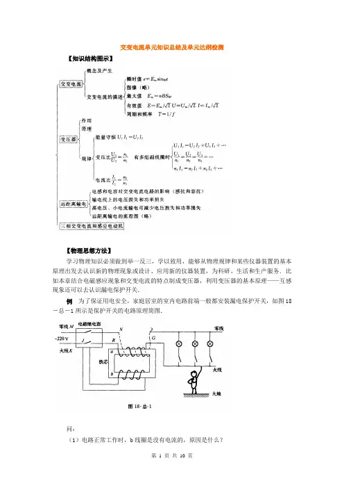 交变电流单元知识总结及单元达纲检测