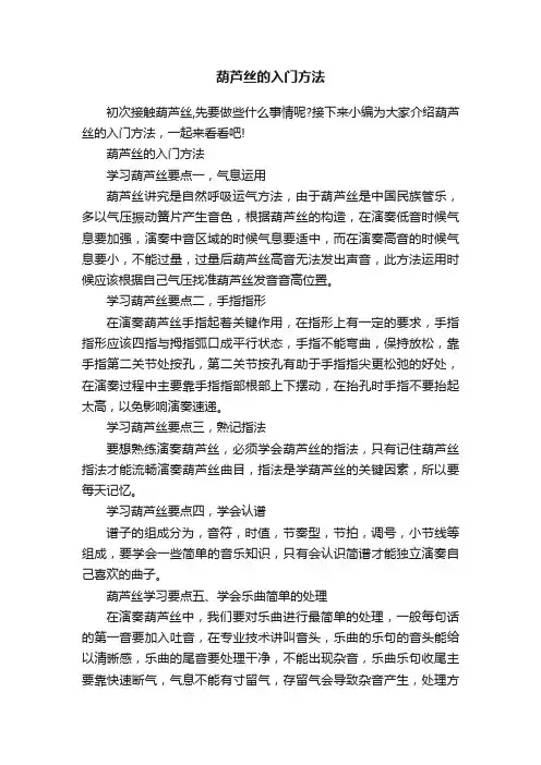 葫芦丝的入门方法