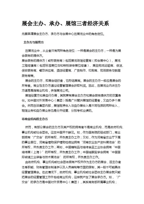 展会主办、承办、展馆三者经济关系