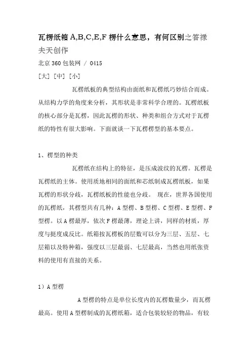 瓦楞纸箱A,B,C,E,F楞什么意思,有何区别