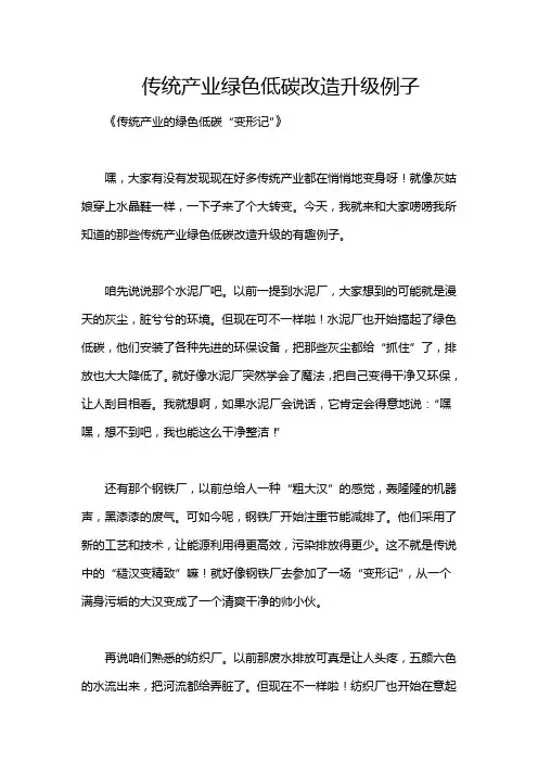 传统产业绿色低碳改造升级例子