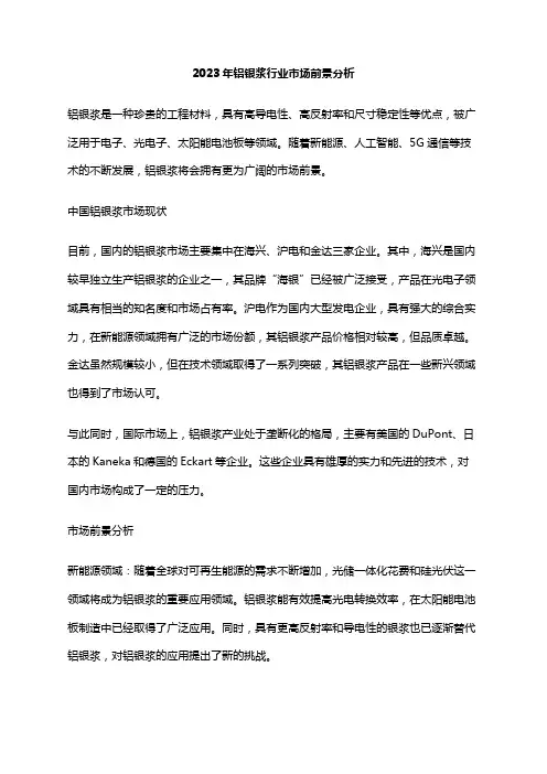 2023年铝银浆行业市场前景分析