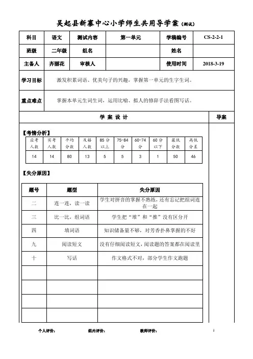 期中测试质量分析模板