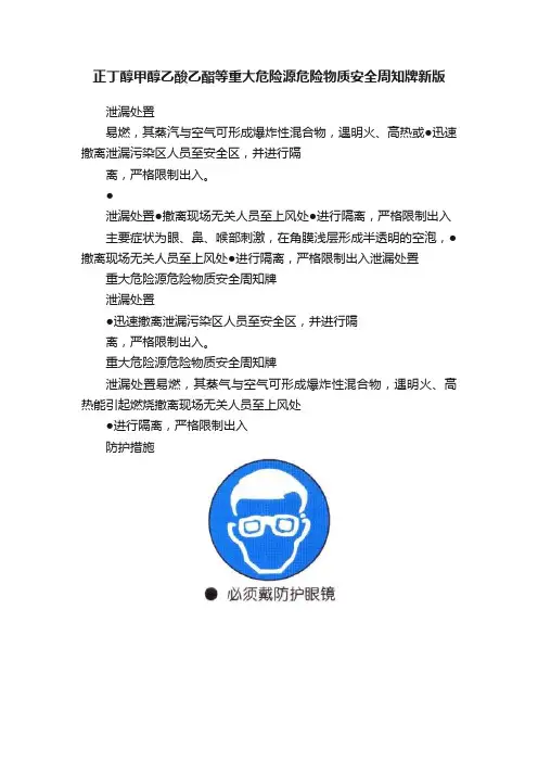 正丁醇甲醇乙酸乙酯等重大危险源危险物质安全周知牌新版