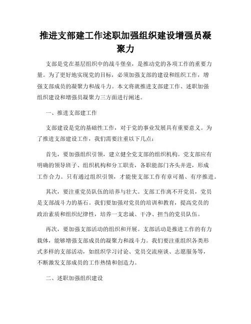 推进支部建工作述职加强组织建设增强员凝聚力