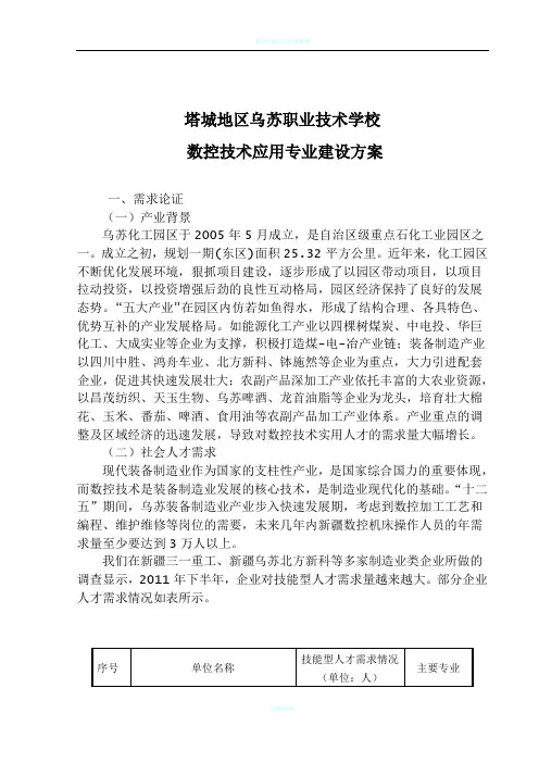 数控技术应用专业建设方案