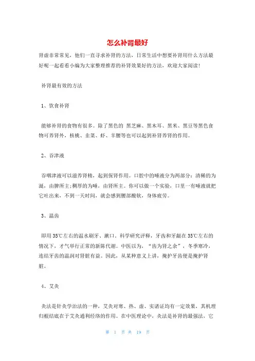 怎么补肾最好