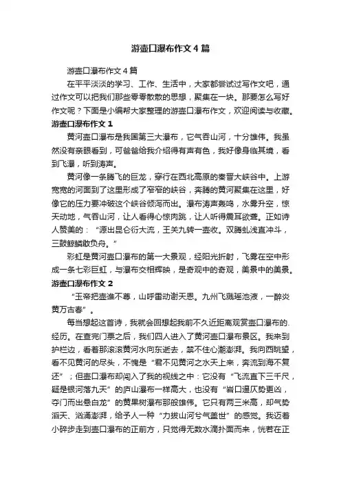 游壶口瀑布作文4篇