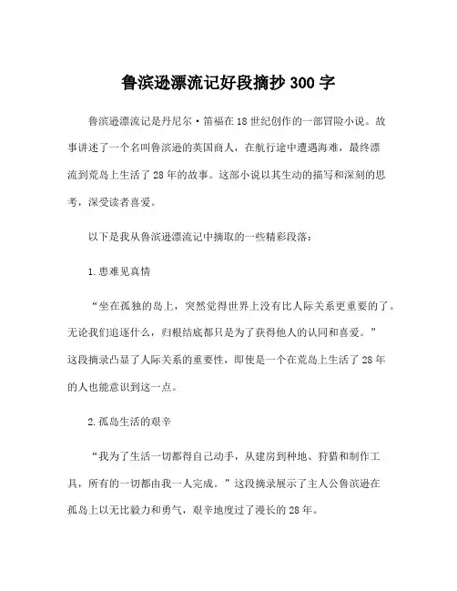 鲁滨逊漂流记好段摘抄300字