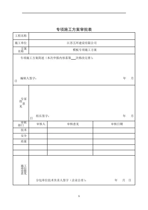 专项施工方案审批表(专家论证)