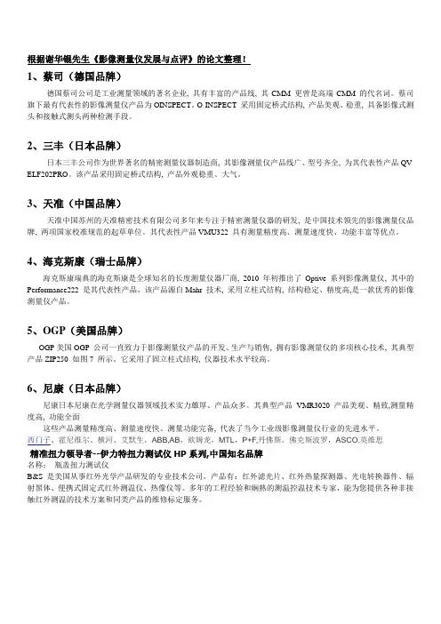 影像测量仪知名品牌介绍