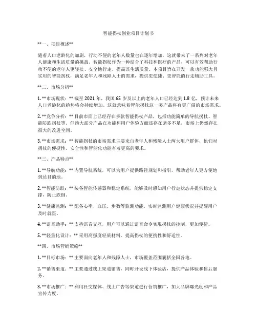 智能拐杖创业项目计划书