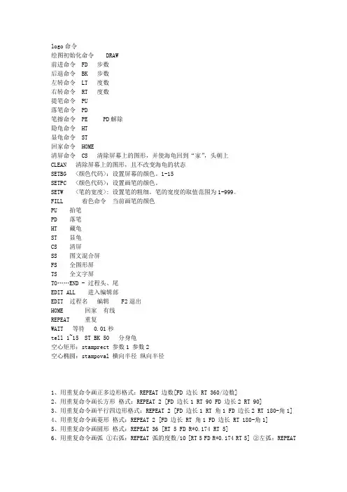 乌龟画图命令集2012.5.1版