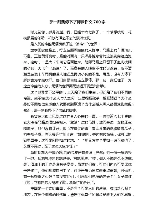 那一刻我停下了脚步作文700字