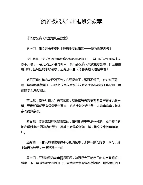预防极端天气主题班会教案