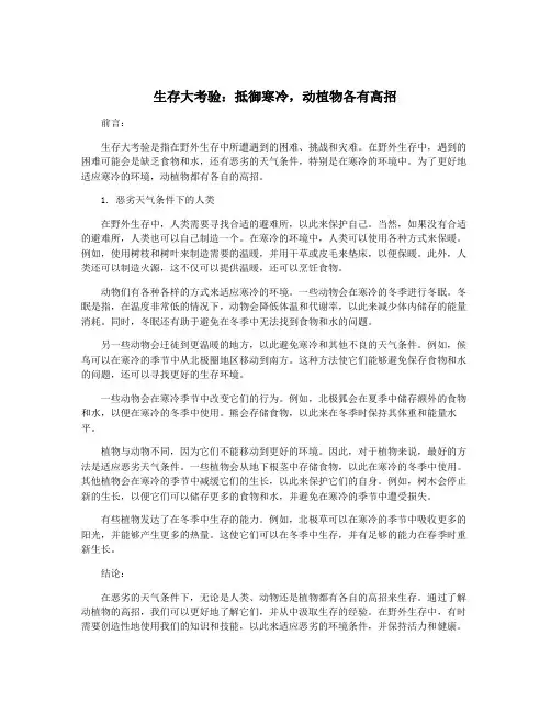 生存大考验：抵御寒冷,动植物各有高招