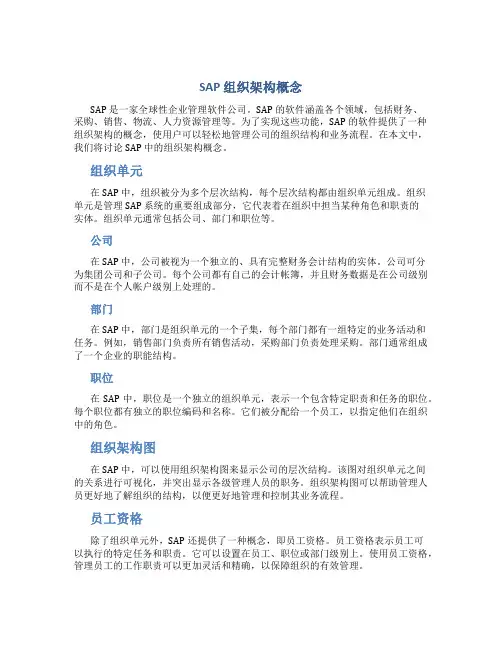 sap组织架构概念
