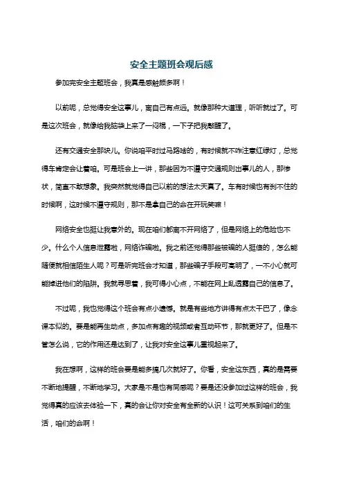 安全主题班会观后感