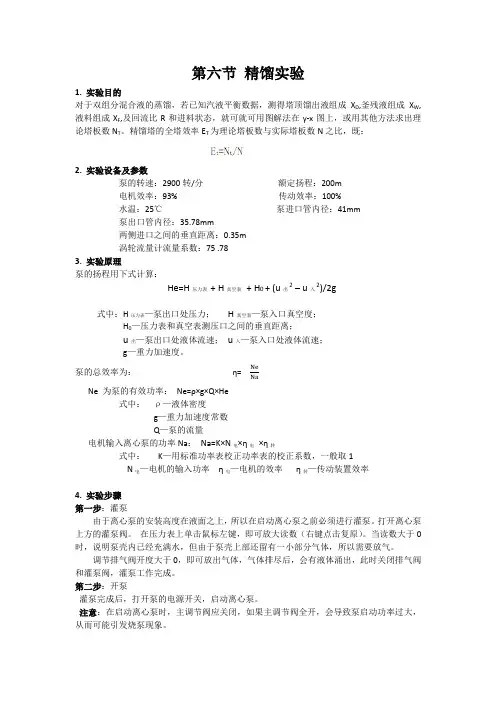 精馏实验报告