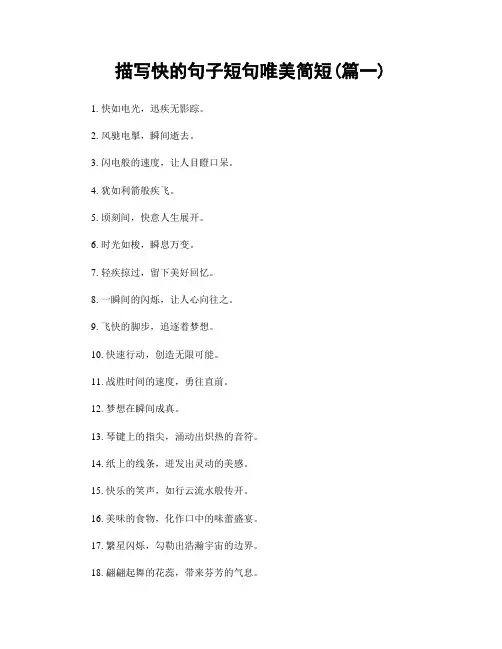 描写快的句子短句唯美简短(精选2篇)