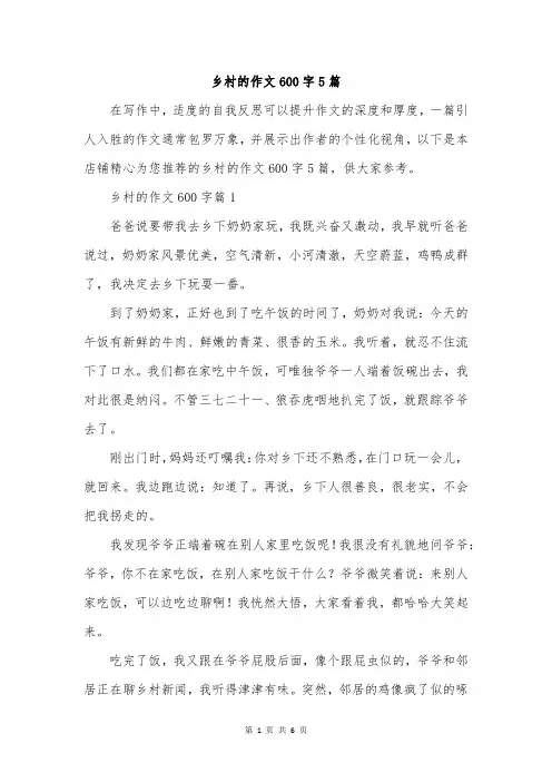 乡村的作文600字5篇