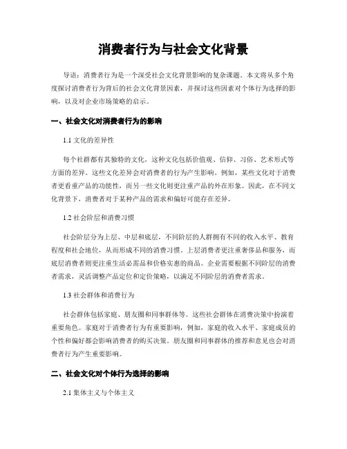 消费者行为与社会文化背景