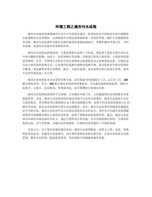 环境工程之城市污水处理