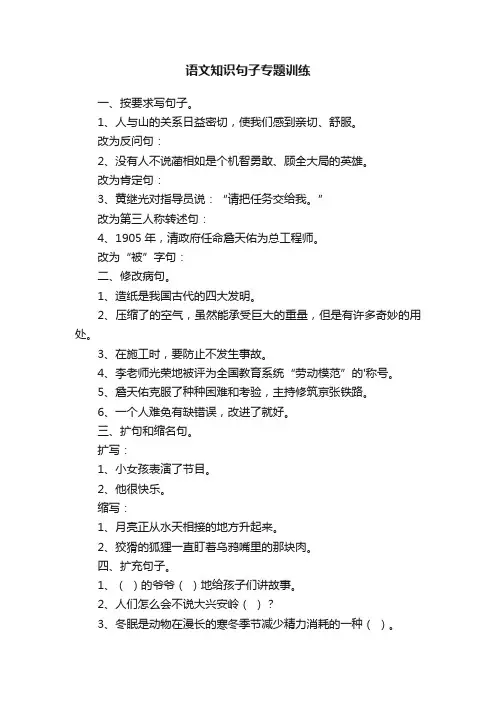 语文知识句子专题训练