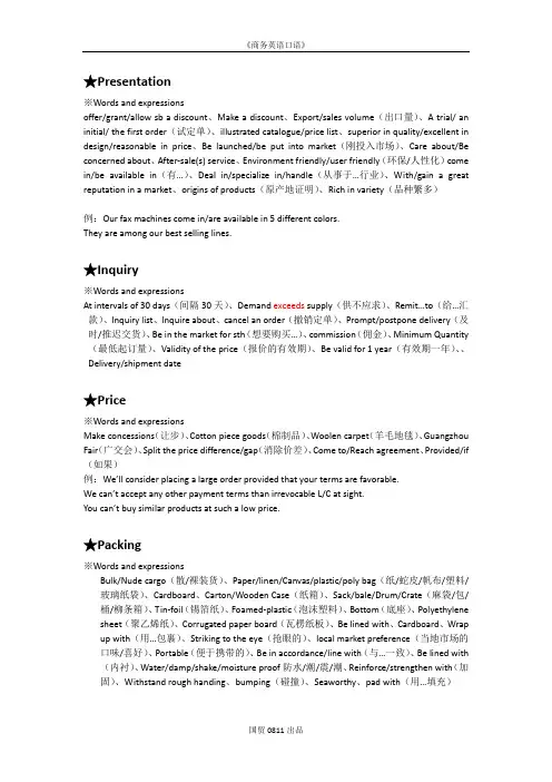 外贸商务英语口语资料