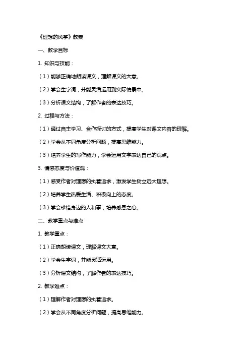 《理想的风筝》教案